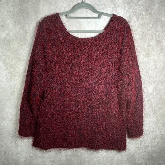 Karen Kane Lifestyle Sweater Womens Size 3X Red Knit Hairy Pullover Long Sleeves - Picture 4 of 9